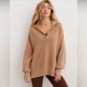 Aerie Real Good Beyond Quarter Zip Oversized Sweater